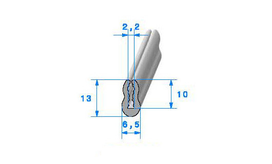 Profilé Caoutchouc SE302 - 13x6,5 mm L 1 m