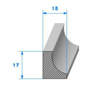 Profilé Caoutchouc SE40 - 17x15 mm L 1 m