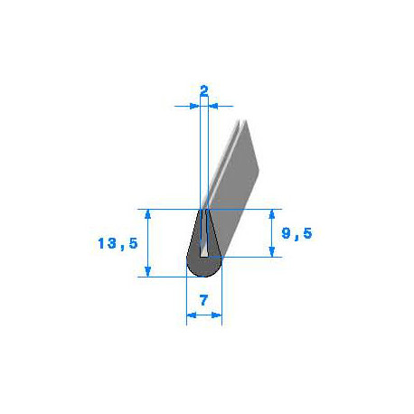 Profilé Caoutchouc SE204 - 13,5x7 mm L 1 m