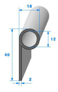 Profilé Caoutchouc SE280 - 40x16 mm L 1 m