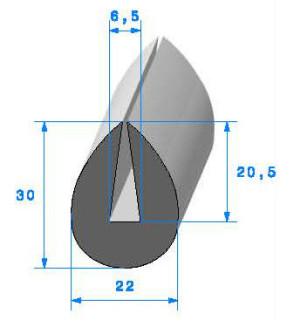Profilé Caoutchouc SE348 - 30x22 mm L 1 m