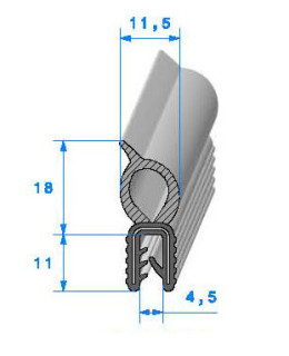 Profilé Caoutchouc SE574 - 29x11,5 mm L 1 m