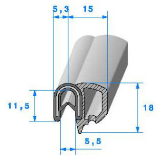 Profilé Caoutchouc SE695 - 20,3x18 mm L 1 m