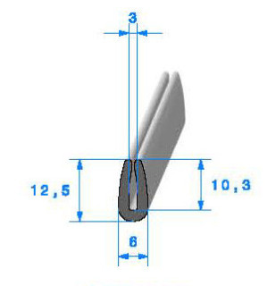 Profilé Caoutchouc SE323 - 12,5x6 mm L 1 m