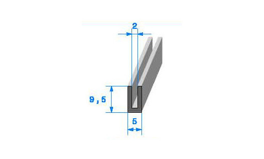 Profilé Caoutchouc SE372 - 9,5x5 mm L 1 m