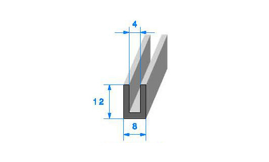 Profilé Caoutchouc SE838 - 12x8 mm L 1 m