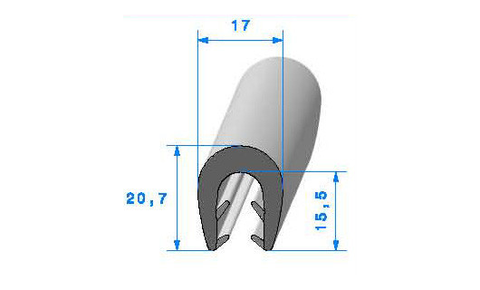 Profilé Caoutchouc SE503 - 20,7x17 mm L 50 m