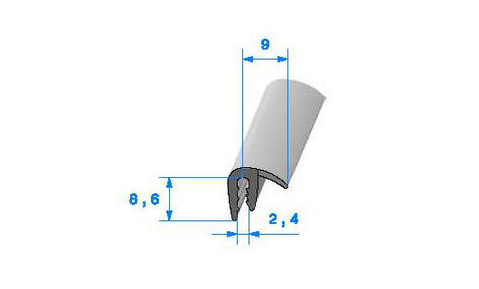 Profilé Caoutchouc SE553 - 8,6x9 mm L 100 m