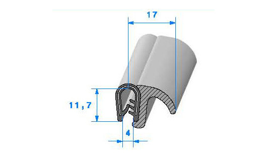 Profilé PVC armé avec lèvre SE393 - 11,7x17 mm L 50 m