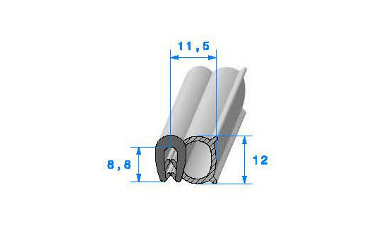 Profilé Caoutchouc SE612 - 8,8x11,5 mm L 100 m