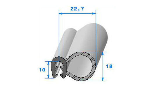 Profilé Caoutchouc SE559 - 10x22,7 mm L 40 m