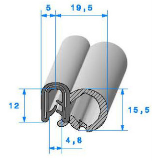 Profilé Caoutchouc SE399 - 12x24,5 mm L 50 m