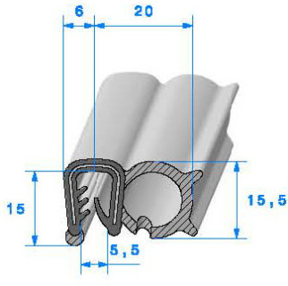 Profilé Caoutchouc SE766 - 15x26 mm L 50 m