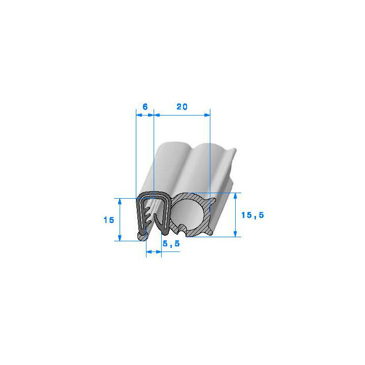 Profilé Caoutchouc SE766 - 15x26 mm L 50 m