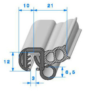 Profilé Caoutchouc SE810 - 12x31 mm L 50 m