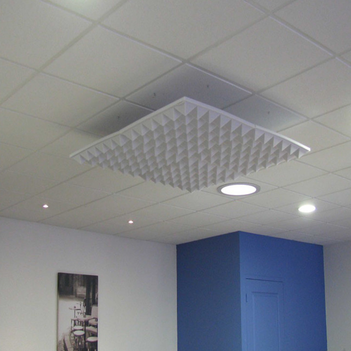Panneau Mousse Acoustique Basotect Pyramidal 30 Mm - Auto-adhésif - Ignifuge Classe C - Gris - 120x60 Cm