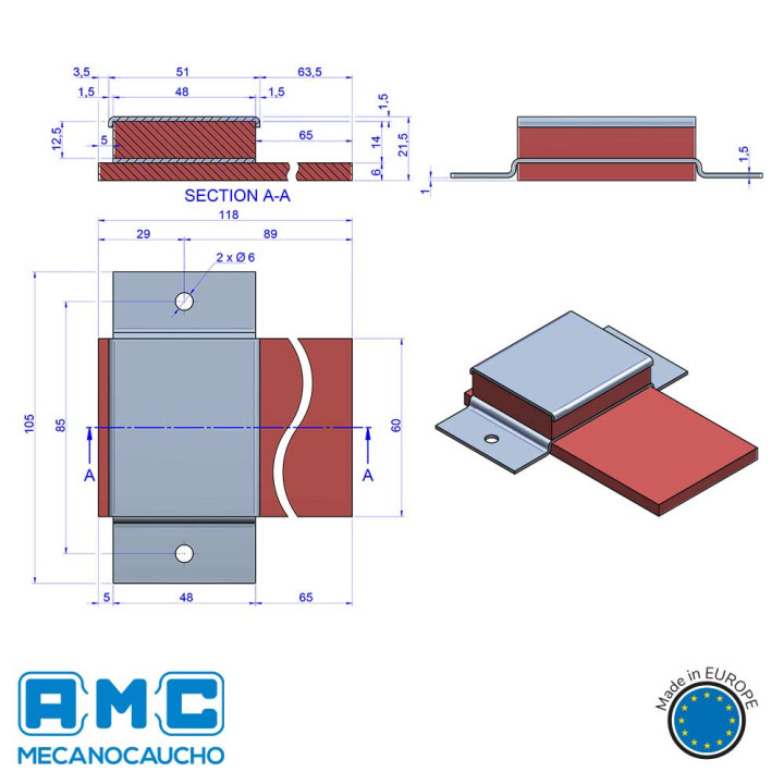 SUSPENTES SE141 Anti vibratoire vibrantes murs faux plafonds tuyauteries machines Solutions Elastomères