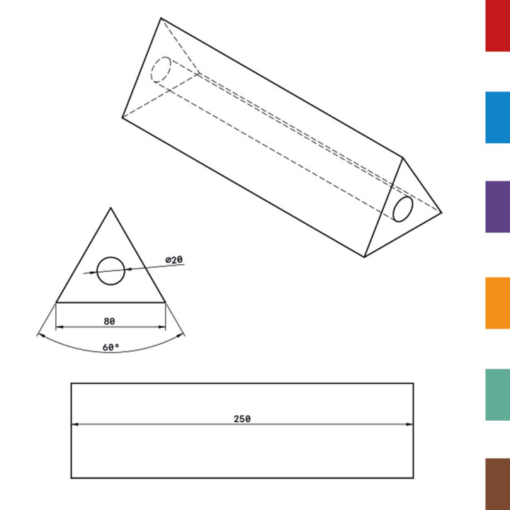 Coussin Pliage PU Triangulaire equilaterale 80 - DIAM.20 (Creux) L250 80ShA