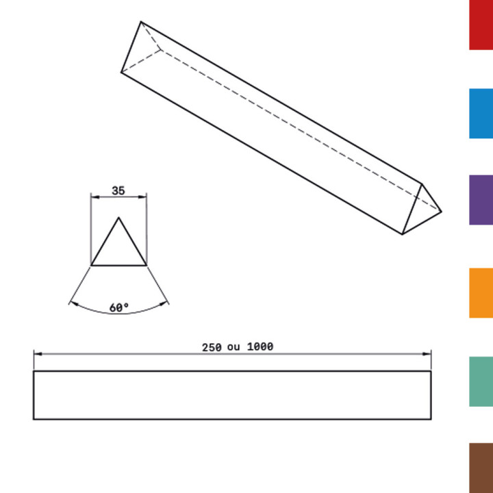 Coussin Pliage PU Triangulaire equilaterale 35 (Plein) L1000 80ShA