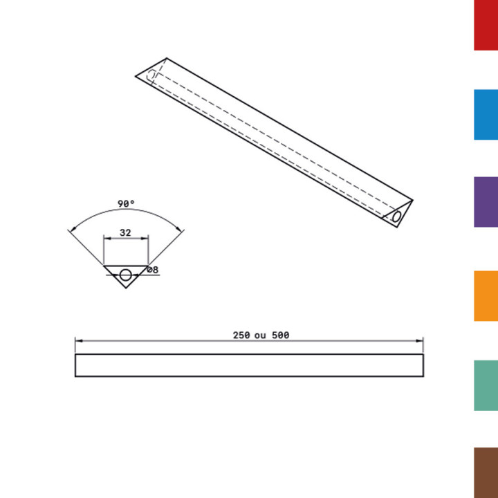 Coussin Pliage PU Triangulaire isocele 32 - DIAM.8 (Creux) L250 80ShA