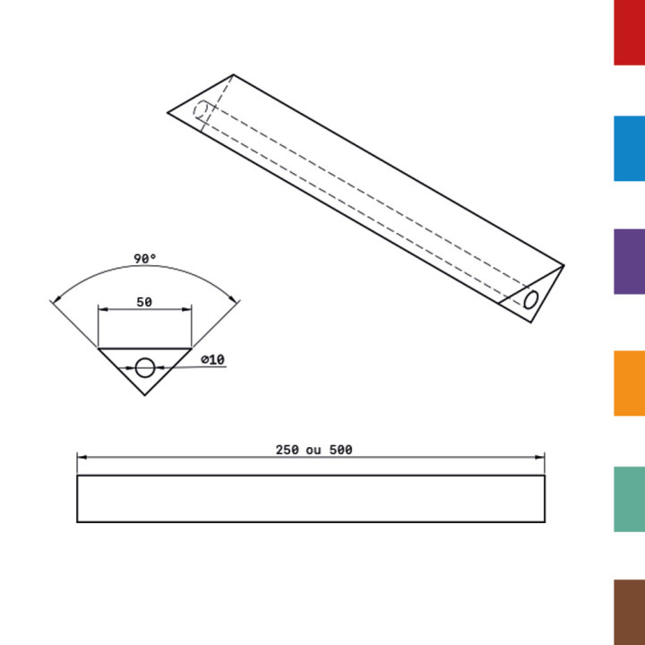 Coussin Pliage PU Triangulaire isocele 50 - DIAM.10 (Creux) L250 80ShA