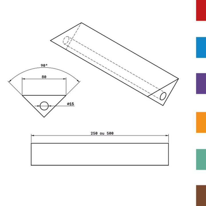 Coussin Pliage PU Triangulaire isocele 80 - DIAM.15 (Creux) L250 80ShA